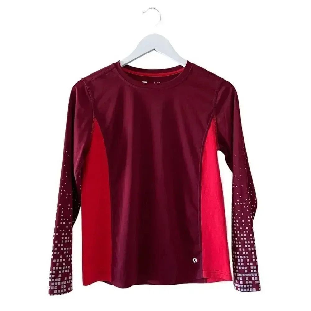Xersion Active Wear Shirt Boys Red Long Sleeve SZ L(14/16) #1250